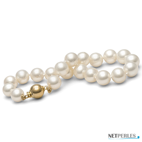 Bracelet de perles de culture d'eau douce, diamètre important, qualité AA+ et AAA