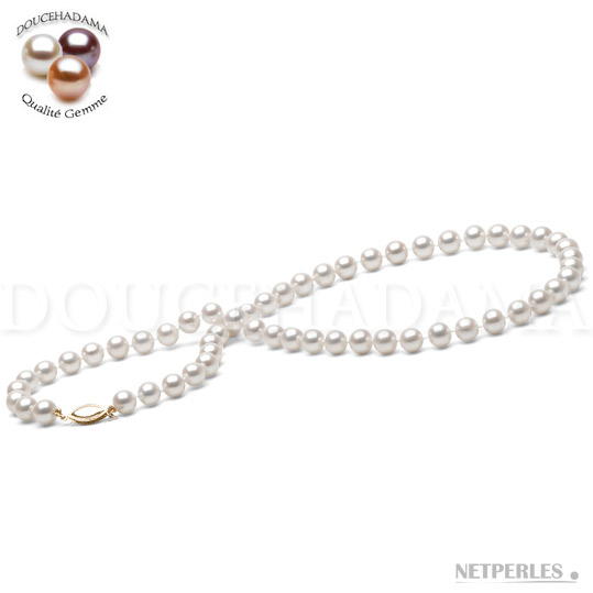 Collier de perles d'Eau Douce DOUCEHADAMA de 6,5 à 7,0 mm blanches