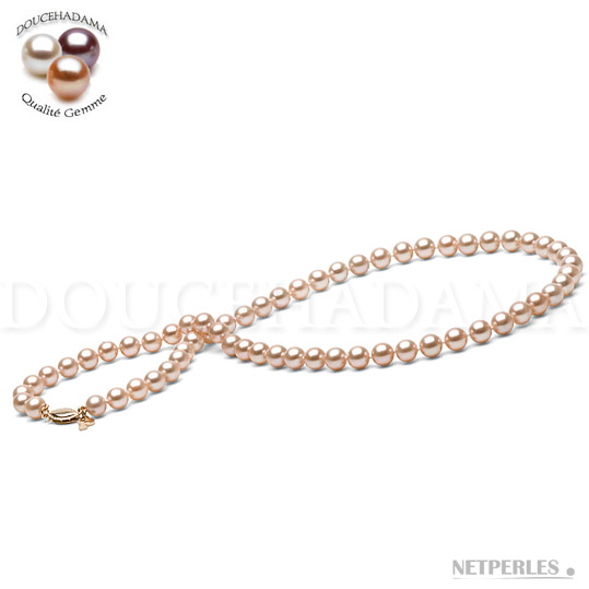 Collier de perles de culture d'Eau Douce DOUCEHADAMA Pêche de 6,5 à 7,0 mm