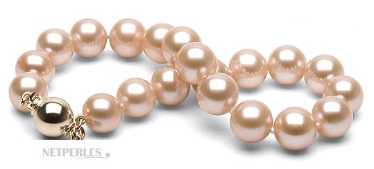 Bracelet de perles de culture d'eau douce couleur naturelle pêche