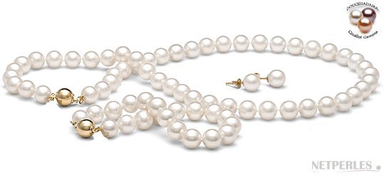 Parure 3 bijoux de perles de culture Doucehadama