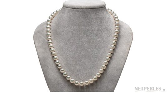 Collier de perles d'eau Douce blanches métalliques