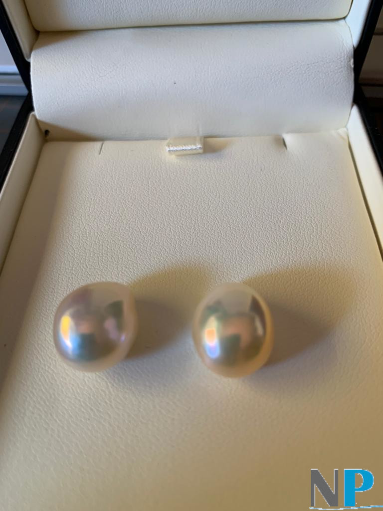 Paire de perles Edison d'eau douce, 11,5x10,5 mm 