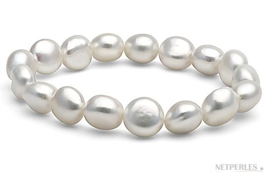 Bracelet de perles de culture d'Eau Douce baroques blanches