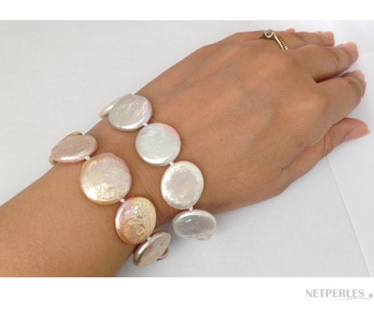 bracelets de perles plates rondes, les 