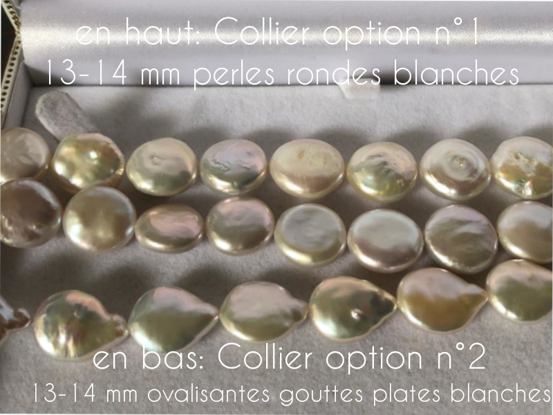 Colliers perles plates d'eau douce rondes et ovalisées