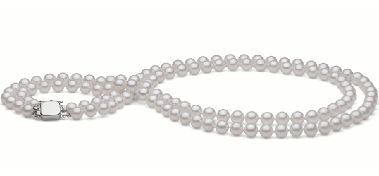 collana a doppio filo con perle bianche Akoya