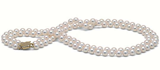 collana a doppio filo con perle bianche Akoya