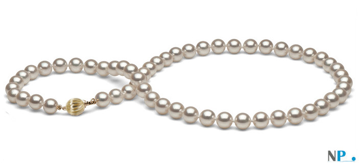 Collier de perles blanches de culture Akoya