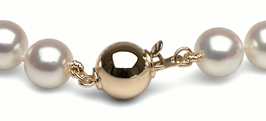 Fermoir en or jaune 14k pour collier de perles