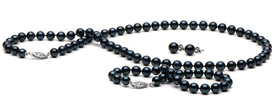 Parure de perles noires Akoya