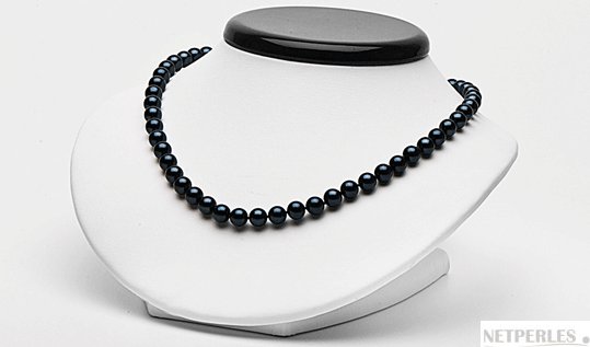 Collier 45 cm de perles de culture Akoya noires