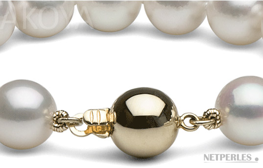 fermoir boule en Or jaune (ou blanc sur demande) pour l'harmonie avec les perles