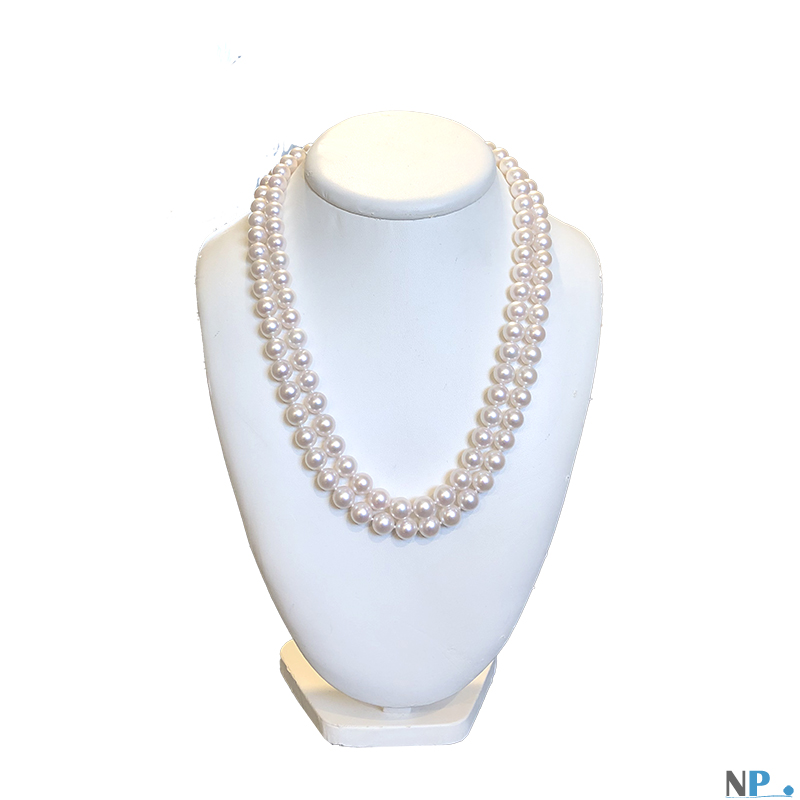 Collier double-rang de perles d'Akoya