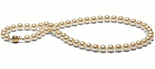 Collier de perles d'Akoya couelur Champagne