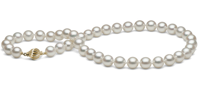 Collier de perles d'Akoya blanches 9-9,5 mm