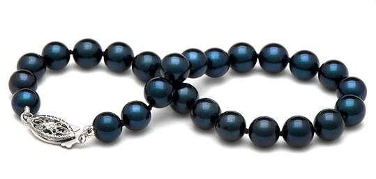 Bracelet de perles de culture d'Akoya noires bleu