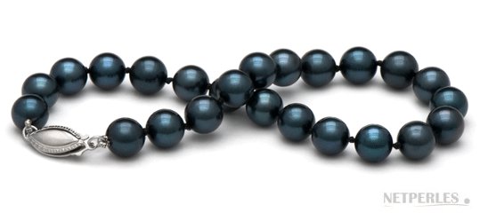 Bracelet de perles d'Akoya noires, 18 cm 