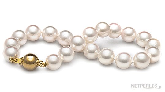 Bracelet de perles d'Akoya 8 mm AAA
