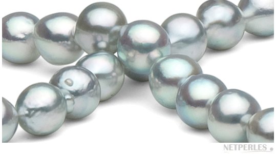 Perles baroques AKOYA bleues argentées 8-8,5 mm