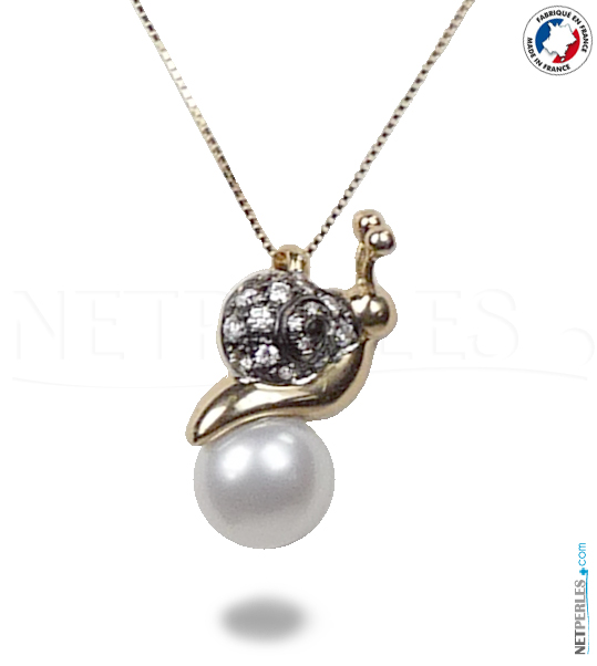 Pendentif en Or 18 carats et perle blanche d'eau douce