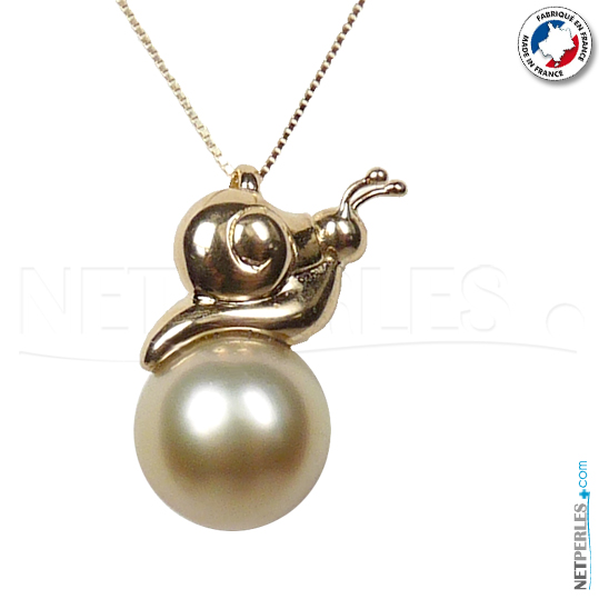 pendentif en Or 18 carats et perle champagne des Philippines