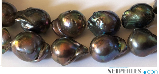 Collier de perles FIREBALL d'Eau Douce Noires ! Des vraies perles rares!!