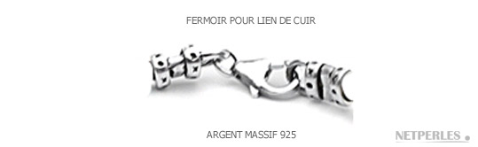 Fermoir en Argent massif 925 pour liens de cuir