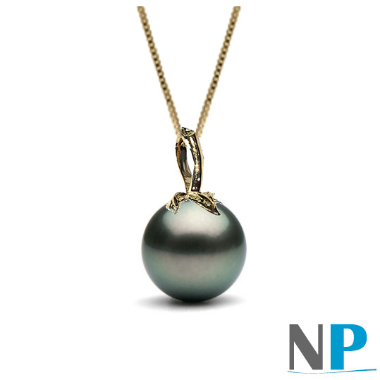 Pendentif Or 18k avec une perle noire de Tahiti AAA
