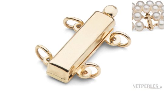 Fermaglio in Oro 14k per collana o bracciale a doppio filo di perle di grande diametro (> 8 mm)