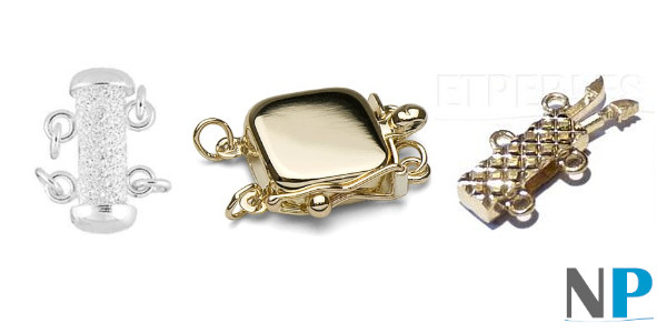 Fermaglio per collana di perle a doppio filo in argento 925, in oro 14k quadrato o in oro 14k o 18k guilloché molto elegante