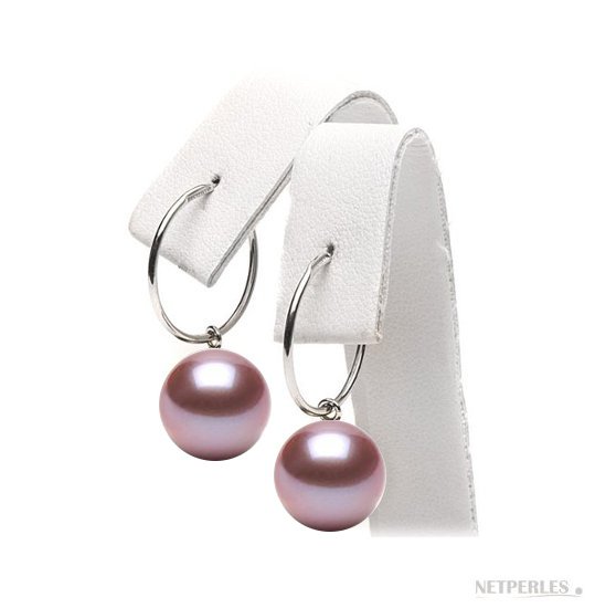 Boucles d'oreilles de perles d'eau douce lavandes en or 18 carats