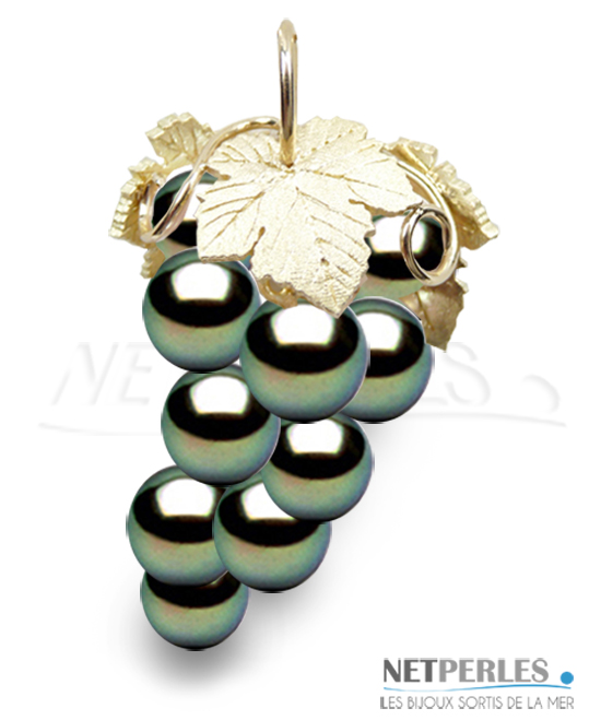 Collier de perles noires de Tahiti, or massif 18 carats sélectionnées AAAA+  pendentif perle noire pour femme, 9-10 mm