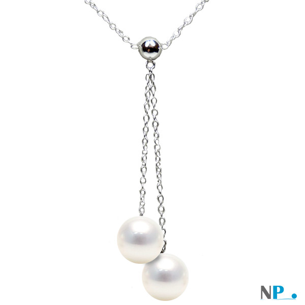 Collana con due splendide perle Australiane bianche argentate