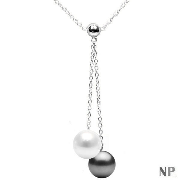 Pendentif collier en argent 925 avec perles de Tahiti et d'Australie 