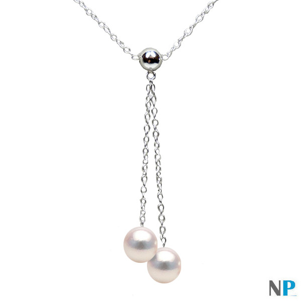 Pendentif collier en argent 925 avec perles blanches AKoya