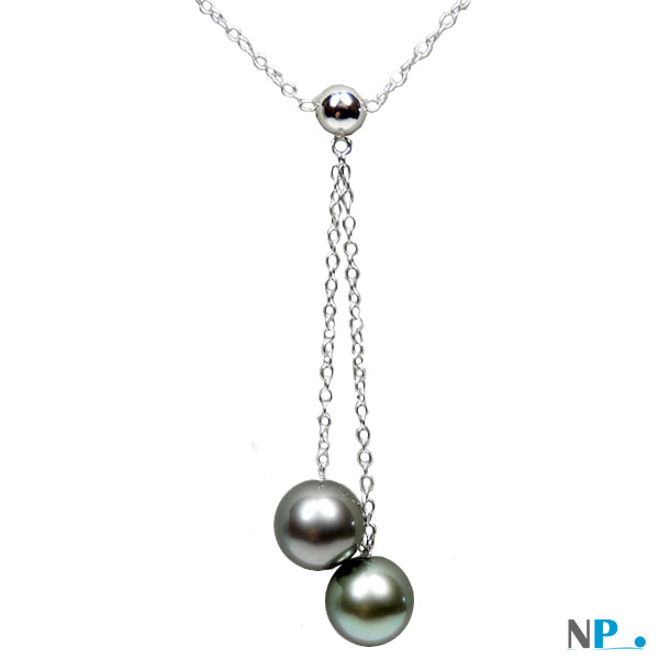 Pendentif collier en argent 925 avec perles de Tahiti