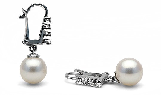 Boucles d'oreilles avec diamants et perles de culture
