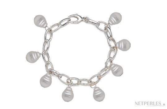 Bracelet en argent rhodié avec 8 perles d'Australie baroques
