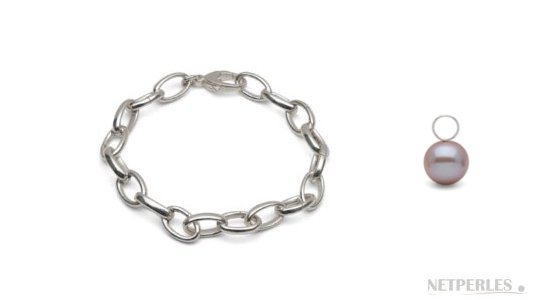 Bracelet en argent rhodié avec perles de culture d'eau douce