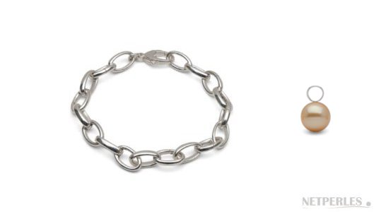 Bracelet en argent rhodié avec perles de culture d'eau douce