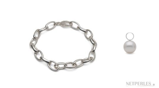 Bracelet en argent rhodié avec perles de culture d'eau douce