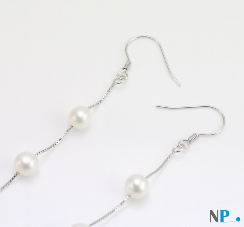 Boucles d'oreilles  de perles en Argent 925