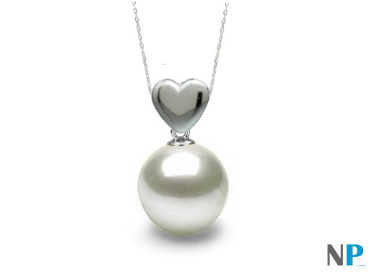 Pendentif Coeur en Argent avec perle blanche d'eau douce