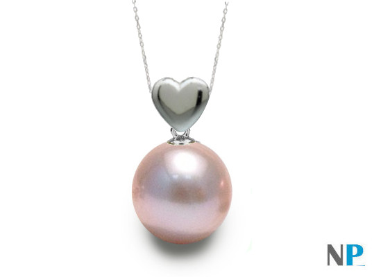 Pendentif Coeur en Argent avec perle lavande d'eau douce