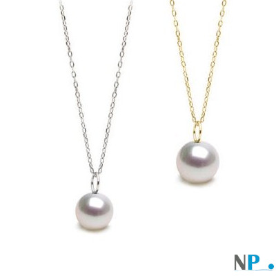Pendentif Or gris et or jaune avec perle d'Akoya 