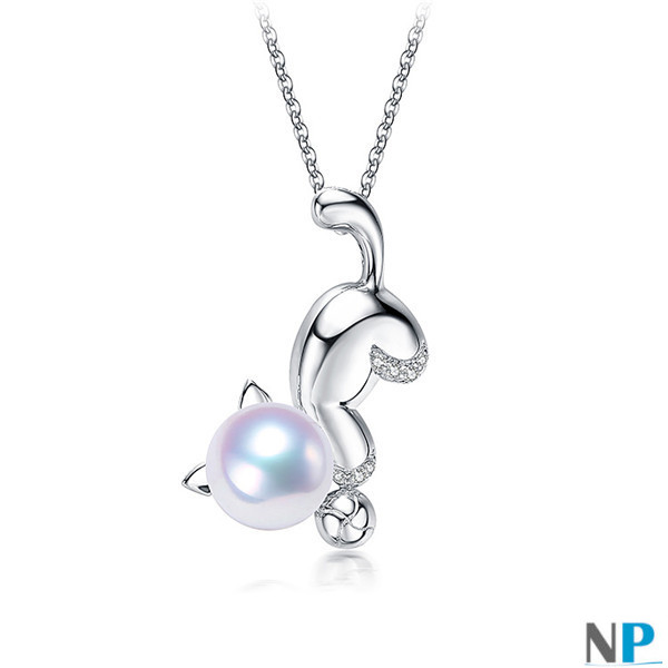 Pendentif en Argent 925 avec une perle d'eau douce blanche 