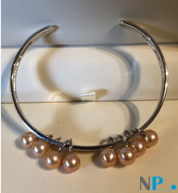 Bracelet en argent avec 8 perles d'eau douce blanches