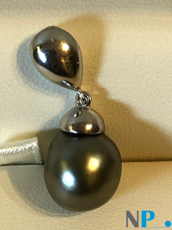 Pendente in argento 925 con perla di Tahiti a forma di goccia