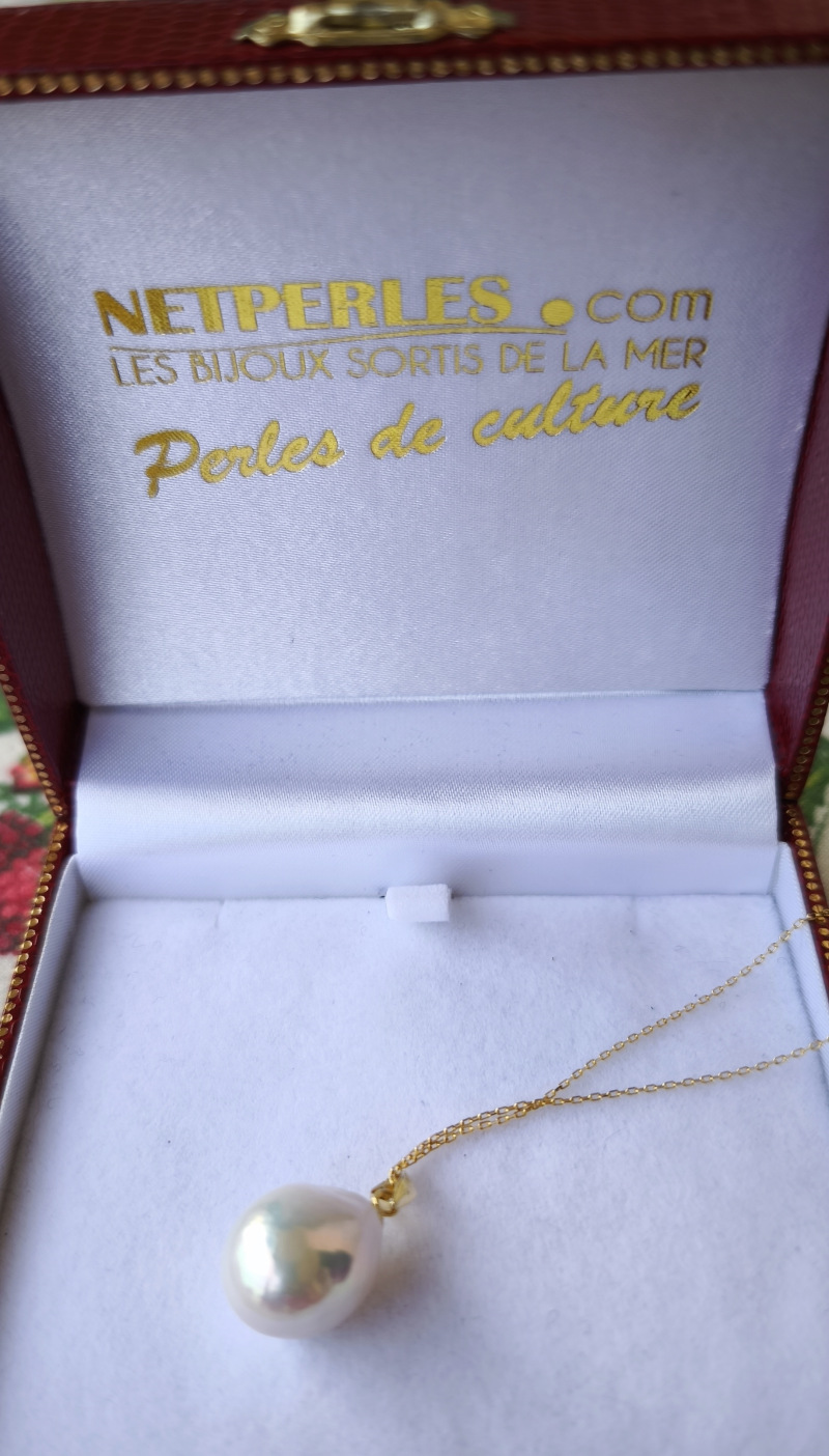 Pendentif en plaqué or jaune avec perle EDISON d'eau douce blanche argentée Pendentif en plaqué or jaune avec perle EDISON d'eau douce blanche argentée
